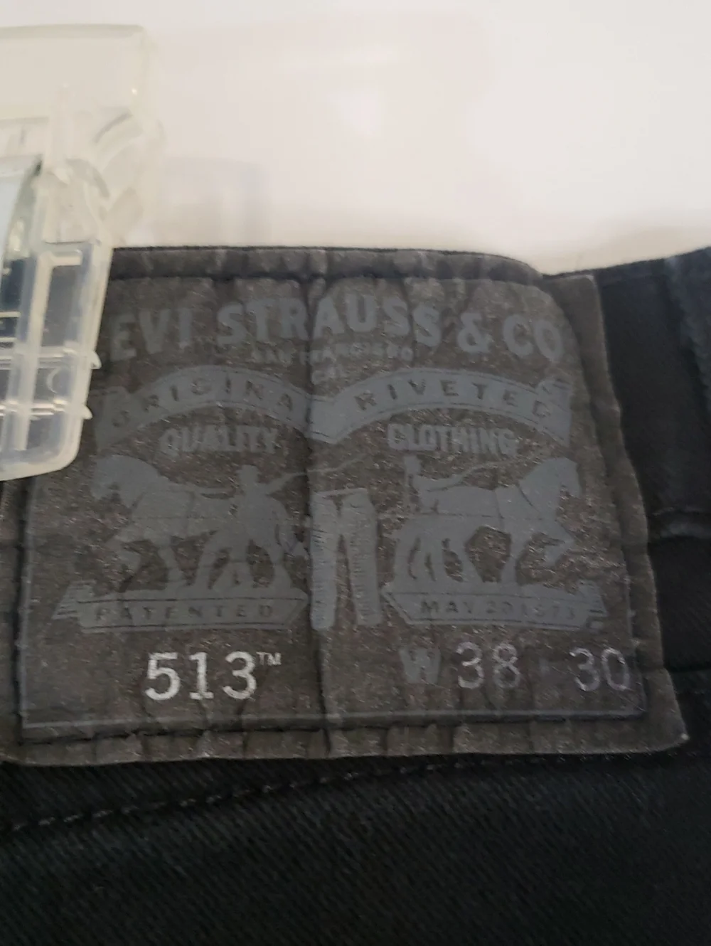 Levi's 513 38x30 Black Straight Leg Jeans